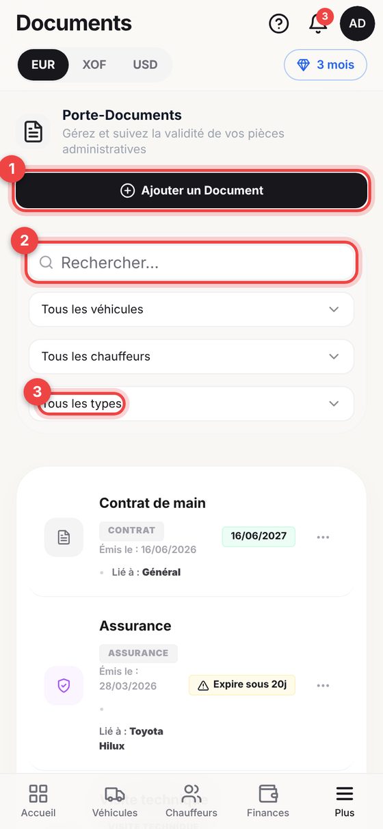 Documents — téléphone