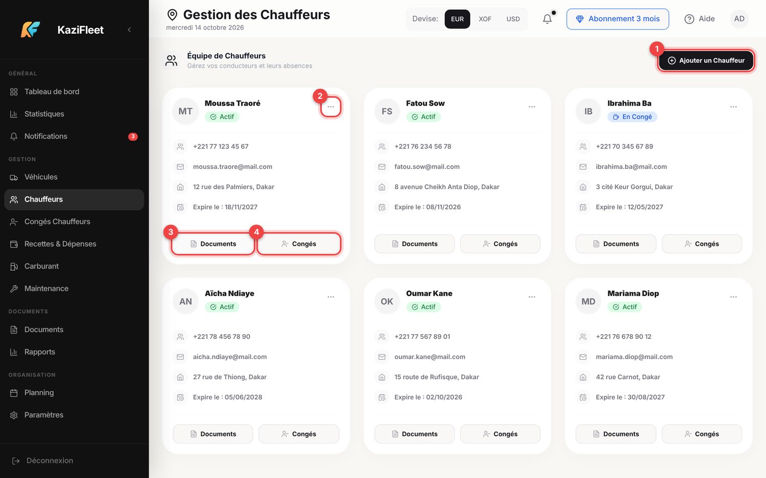 Chauffeurs — ordinateur