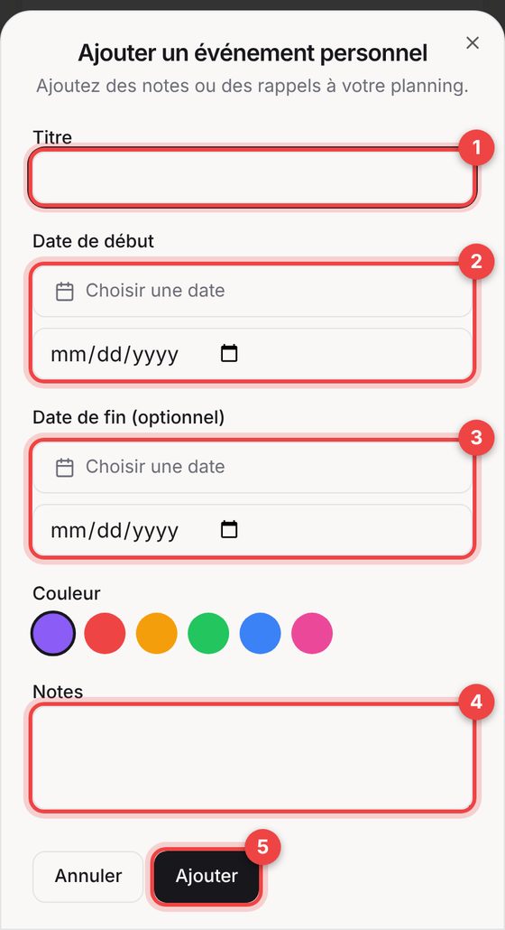 Planning — téléphone