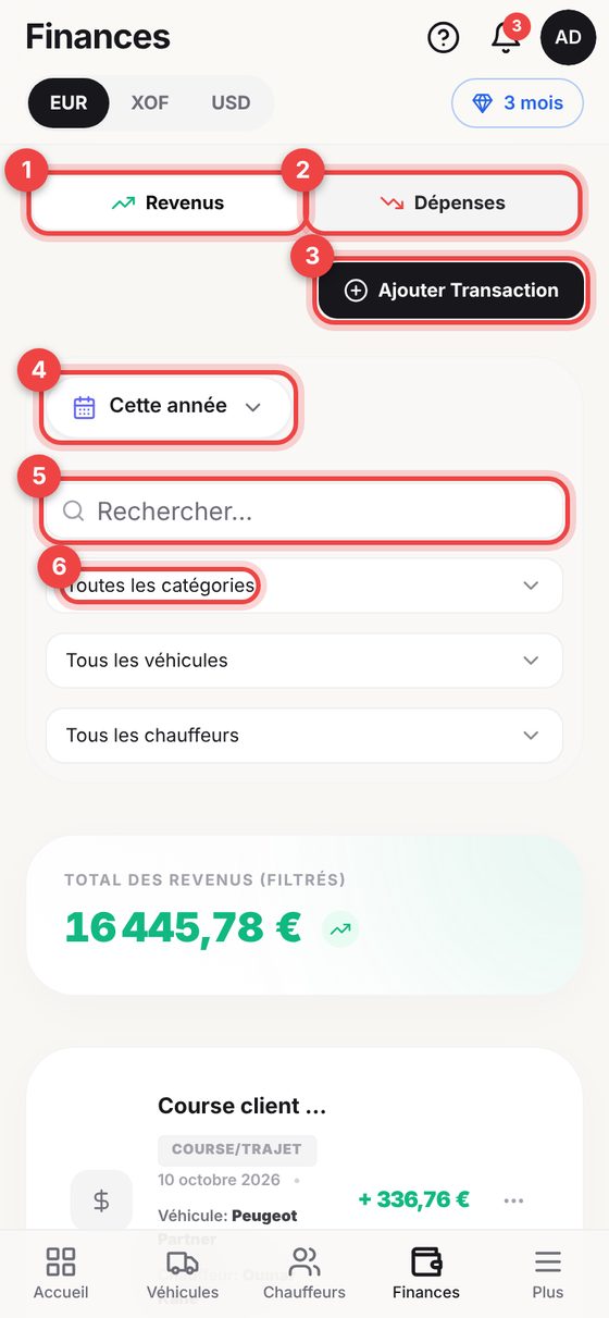Recettes & Dépenses — téléphone
