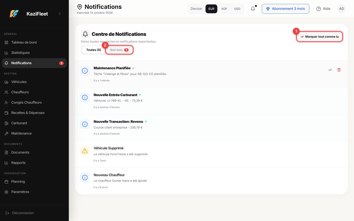 Notifications — ordinateur