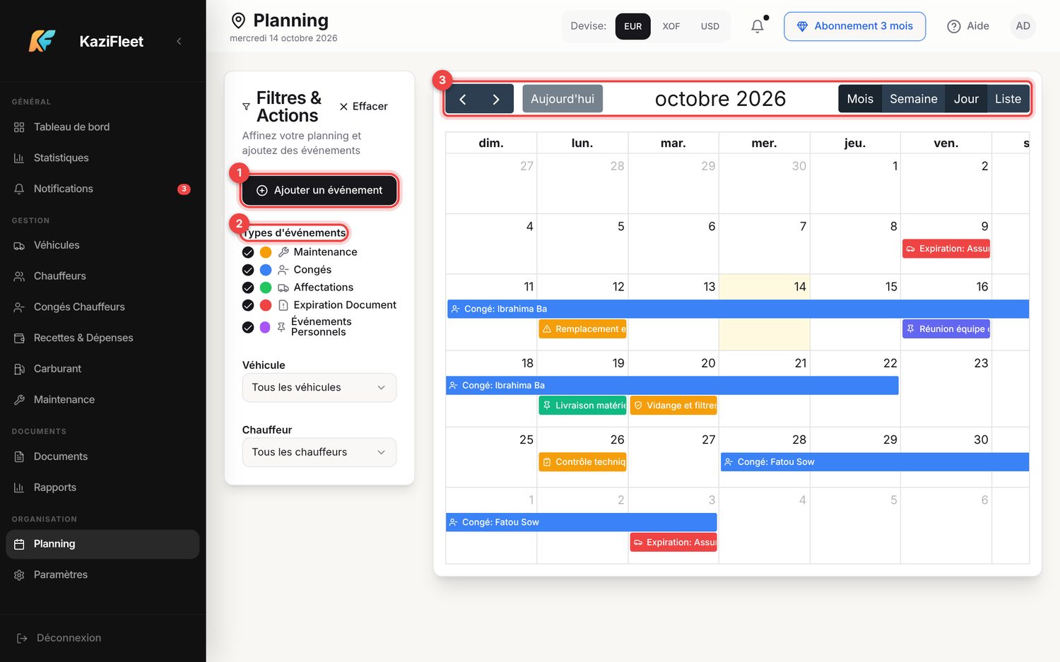 Planning — ordinateur